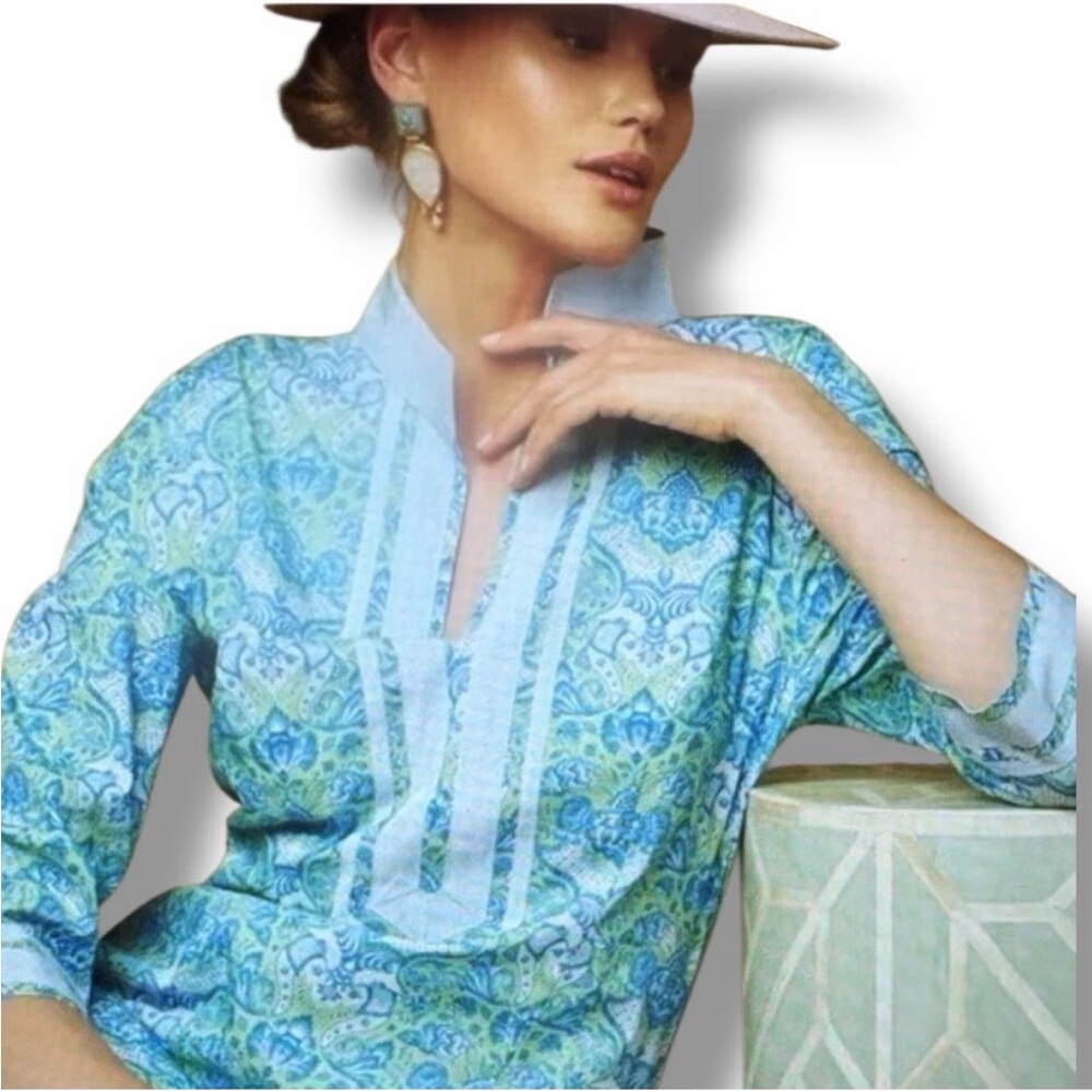 NicoBlu Capri Tunic Dress Shalimar Turquoise Mint Julep Size 16 Resort